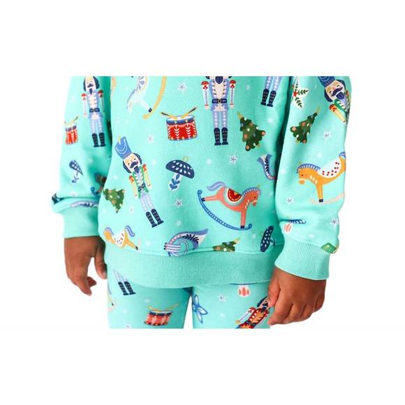 NEW POSH PEANUT boy's fritz long sleeve sweatshirt in blue nutcrackers - Picture 2 of 3